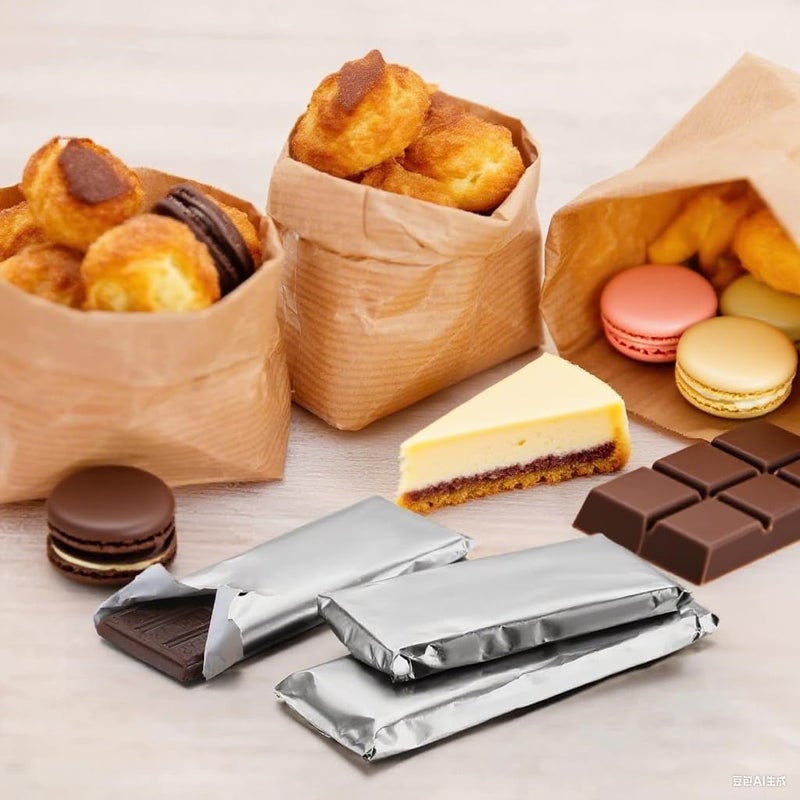 XPMBF Chocolate Bar Wrappers Silver Foil Sheets Candy Bar Wrappers, with Thick Paper Backing Foil Sheets for Food DIY Candies Wrapping Packing Gifts Coated waterproofs with 105Pcs Handmade Stickers - Image 2